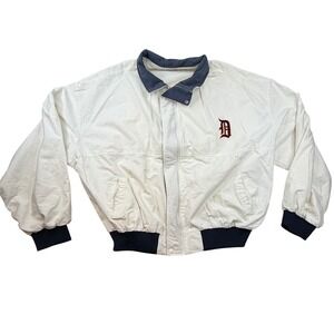 VTG Holloway‎ Detroit Tigers Bomber Jacket White Cotton Mens XXXL MLB -SPOTS